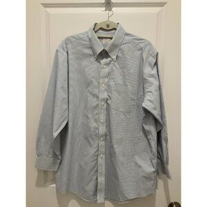 Brooks Bros. Button Down Shirt 16.5 2/3 Regular Fit Long Sleeve Check Blue White